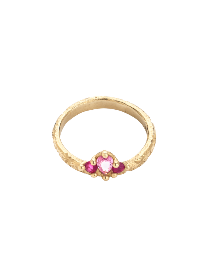 Pink & red crown ring
