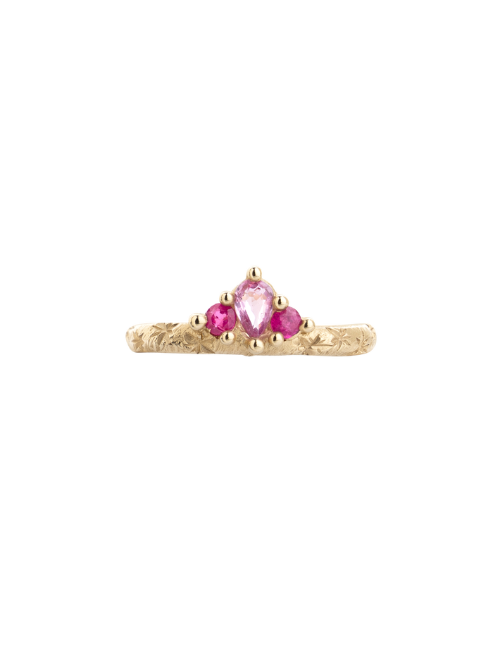 Pink & red crown ring