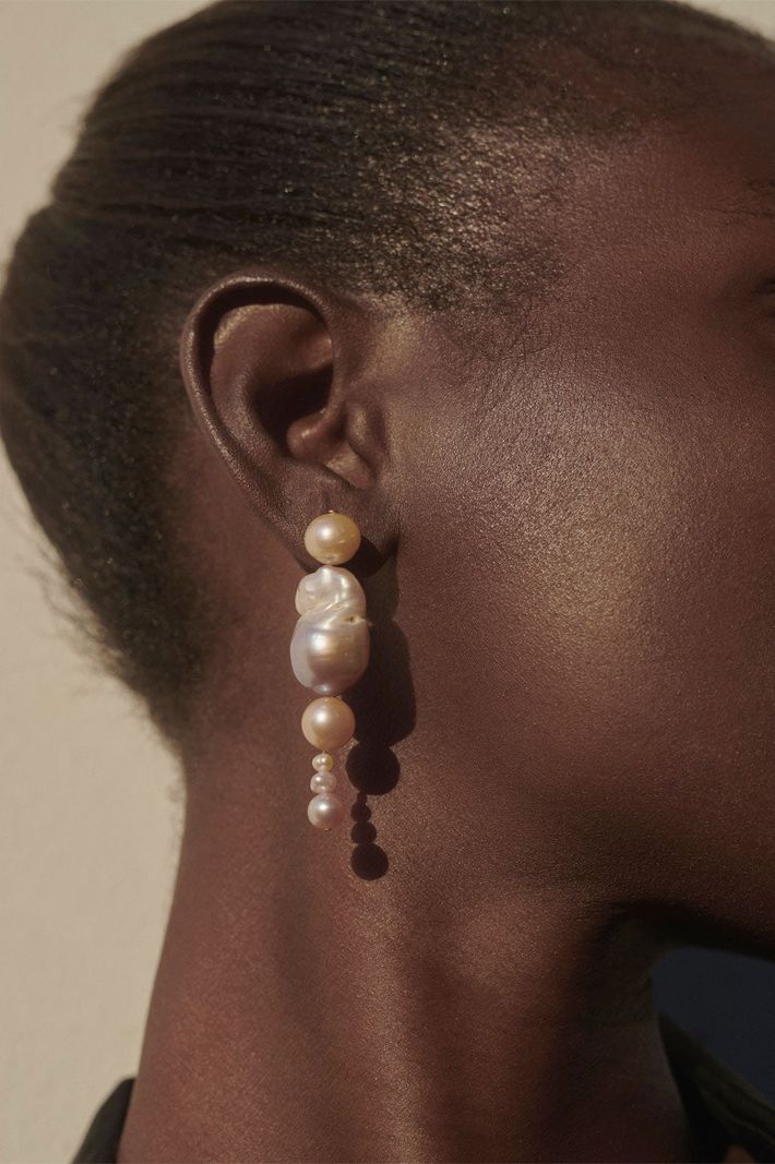 Float - pink pearl and gold vermeil earrings