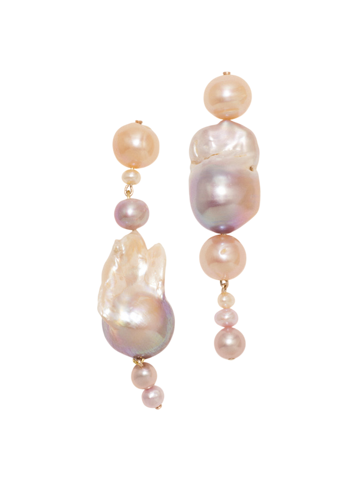 Float - pink pearl and gold vermeil earrings