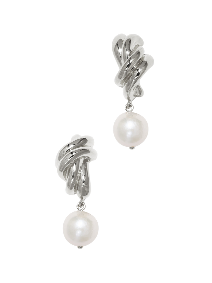 R2199 - pearl and recycled silver earrings