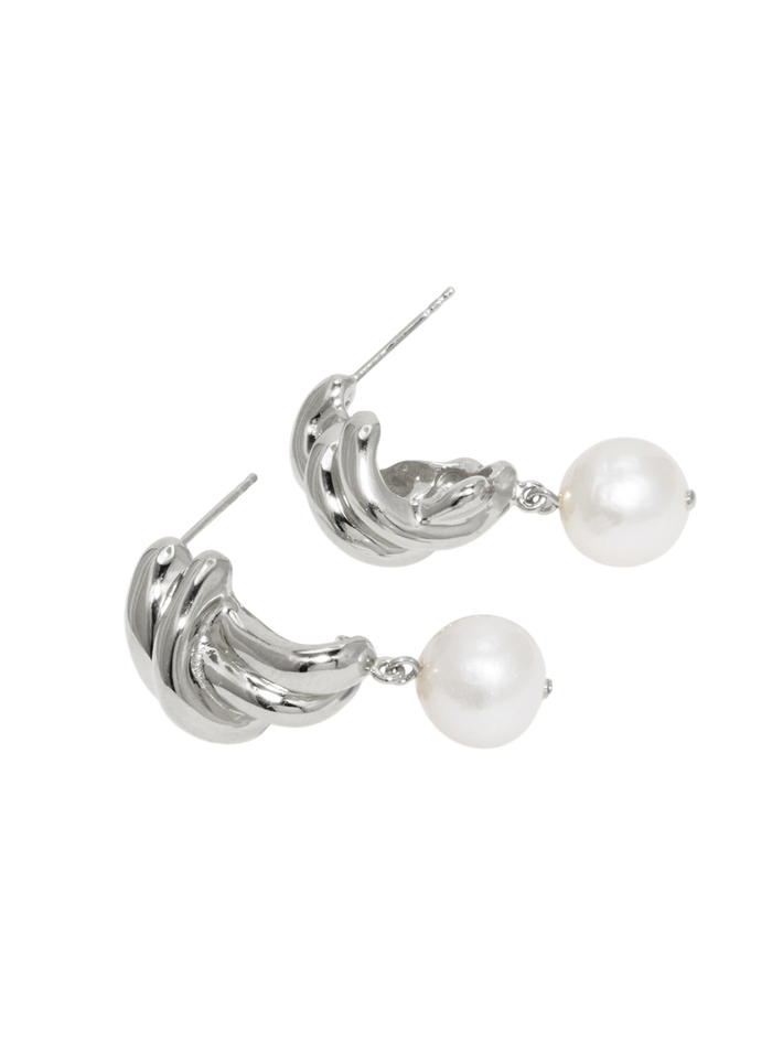 R2199 - pearl and recycled silver earrings