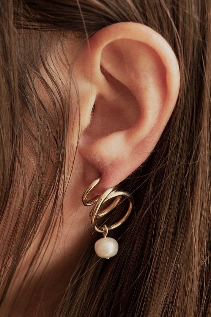 Flow - pearl and gold vermeil earrings 