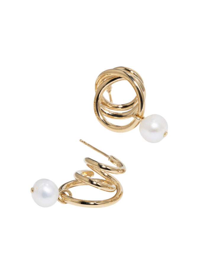 Flow - pearl and gold vermeil earrings 