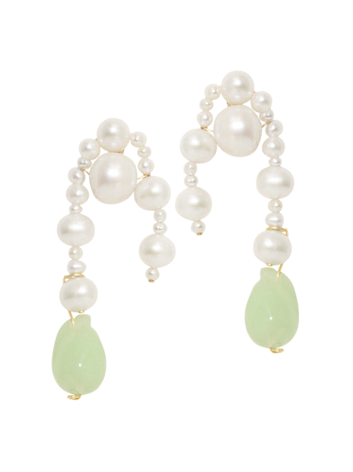 When worlds collide - pearl and jade bio resin gold vermeil earrings photo