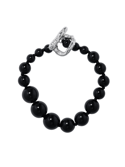 H70 - black onyx and recycled silver bracelet photo