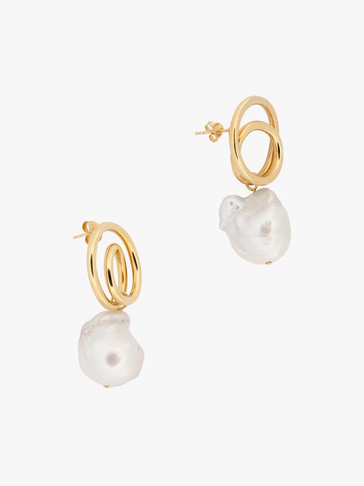 Coiling gold vermeil and baroque pearl earrings