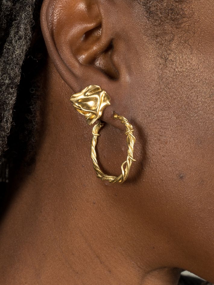 Gold vermeil barbed wire hoops