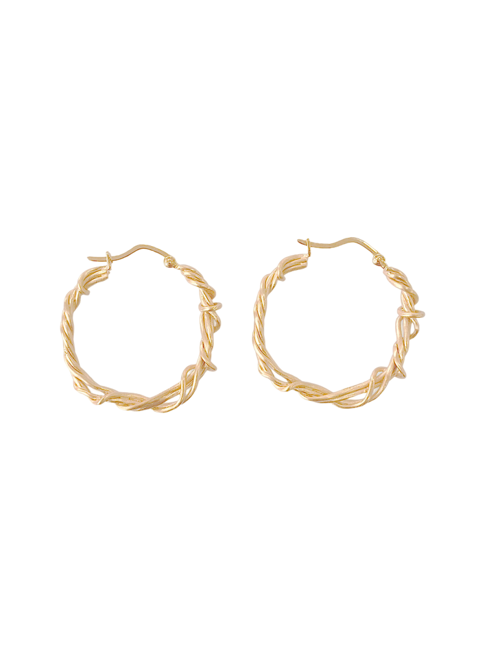 Gold vermeil barbed wire hoops