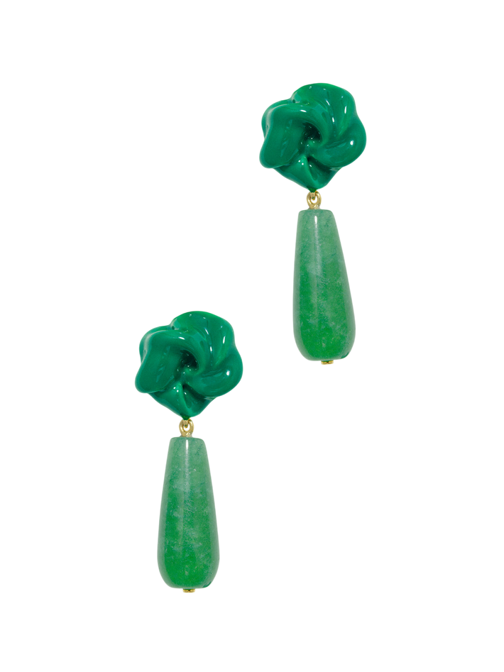 The depths of time - chalcedony and enamel recycled gold vermeil earring