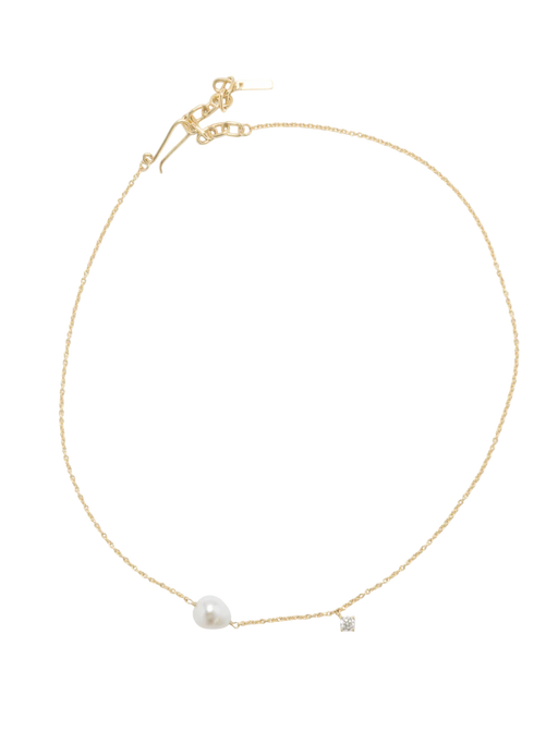 P228 Pearl and Zirconia Recycled Gold Vermeil Necklace photo