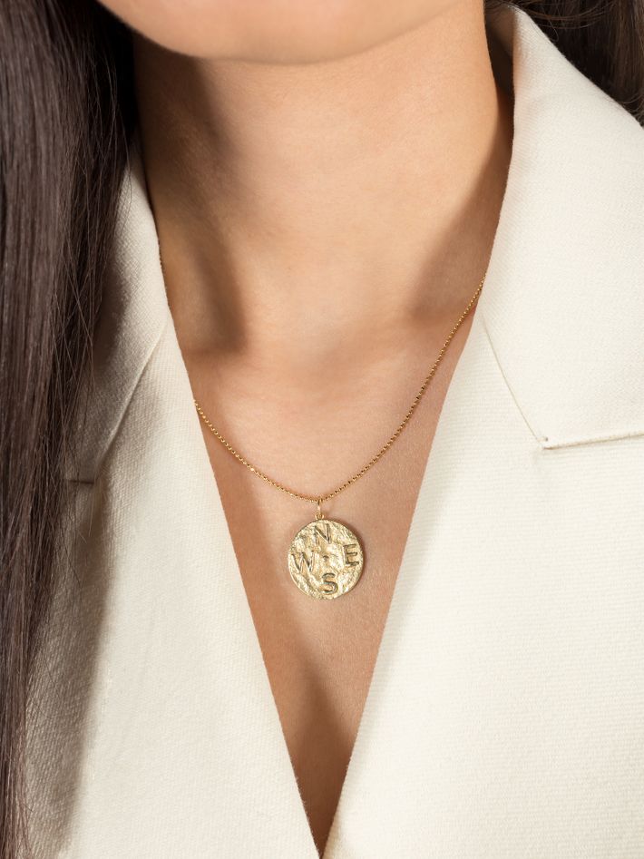 Compass coin necklace