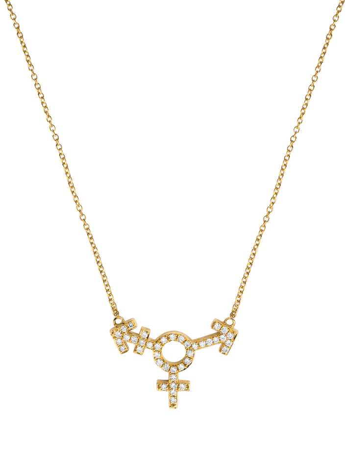 Pavé transgender symbol necklace