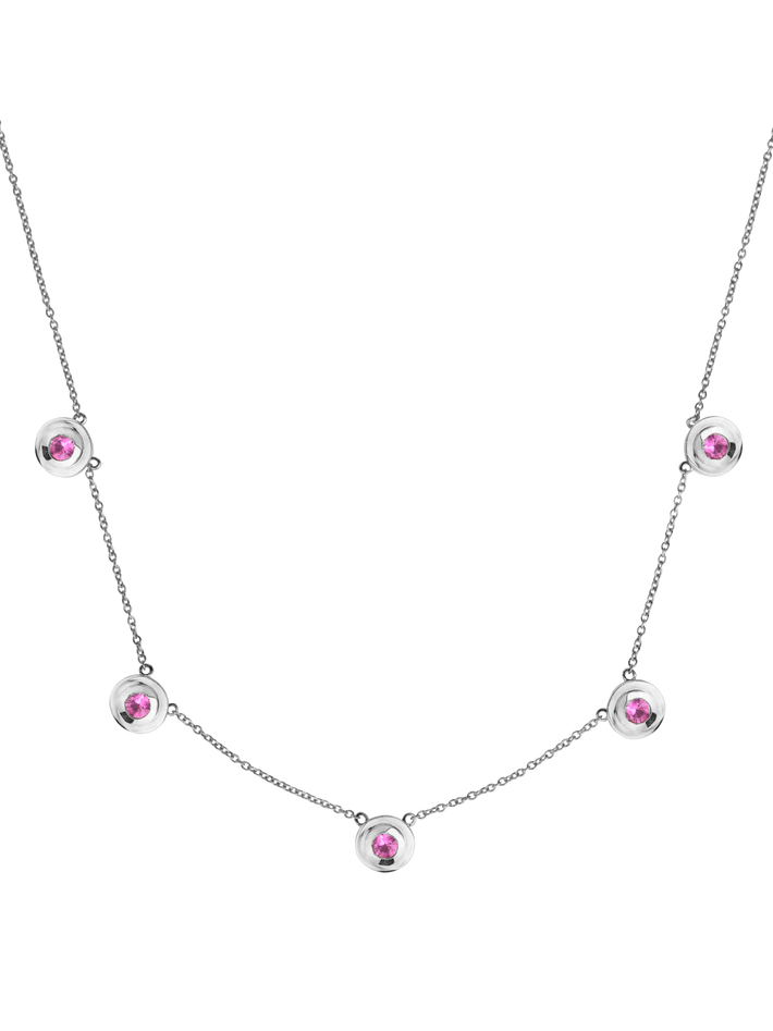 Concentric circles pink sapphire station necklace