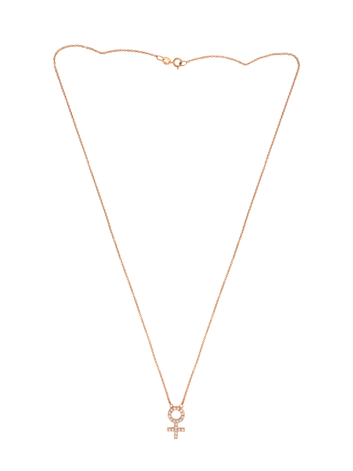 Pavé female venus symbol necklace