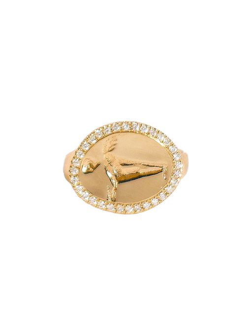 Peristera ring with white diamond - solid gold photo