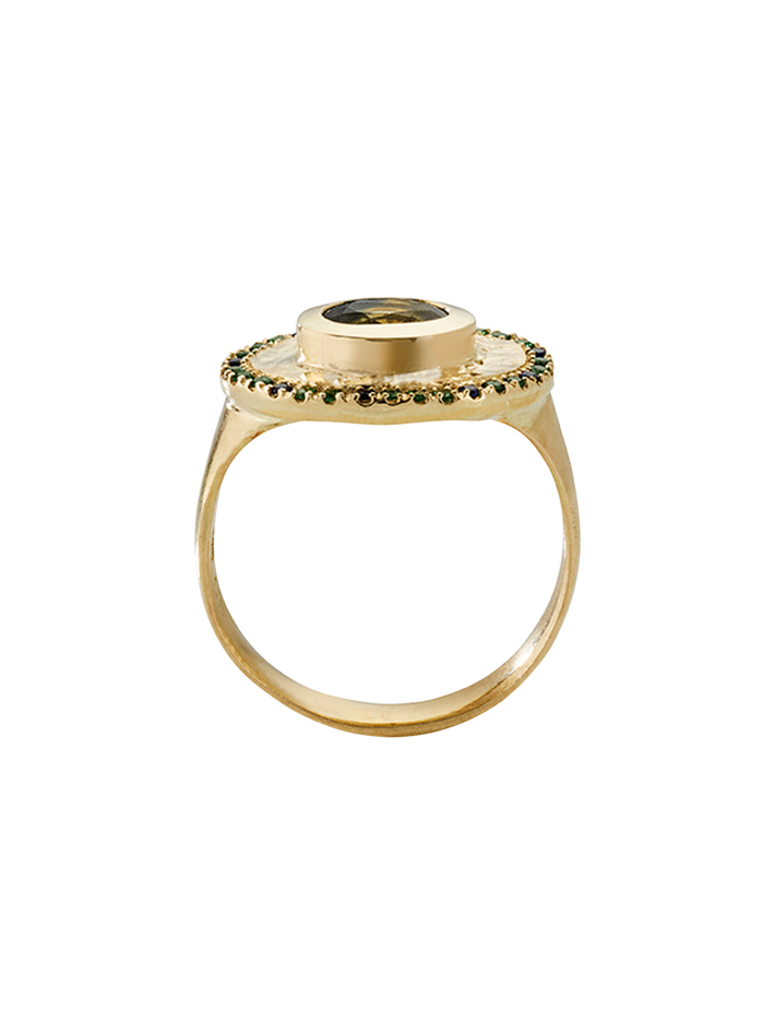 Theseus ring with parti sapphire - 18k solid gold