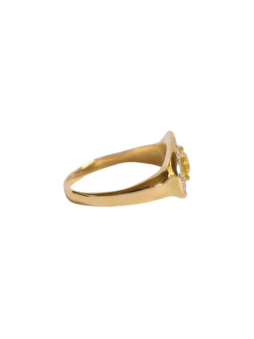 Theseus ring with yellow sapphire and diamond - solid gold photo