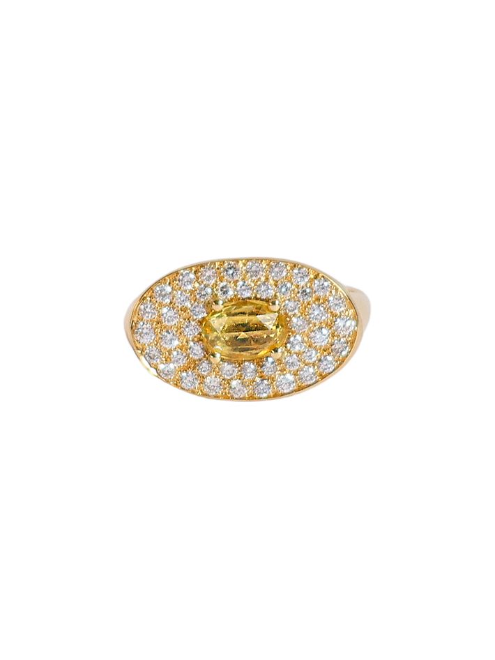 Theseus ring with yellow sapphire and diamond - solid gold