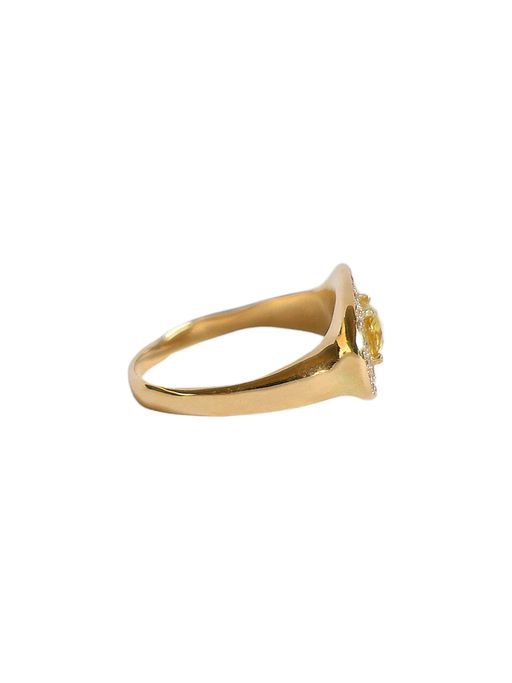 Theseus ring with yellow sapphire and diamond - solid gold photo