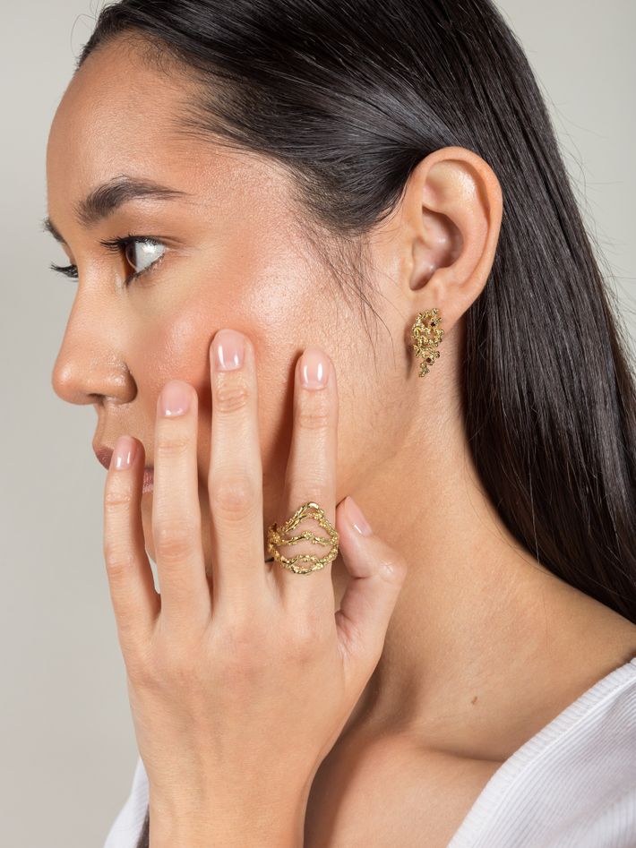 Coral garnet drop earrings