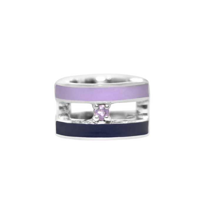 Purple striped ear cuff with amethyst
