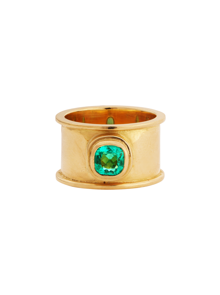 18k babures ring with cushion emerald