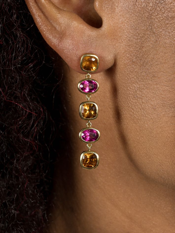 Citrine and pink tourmaline earrings