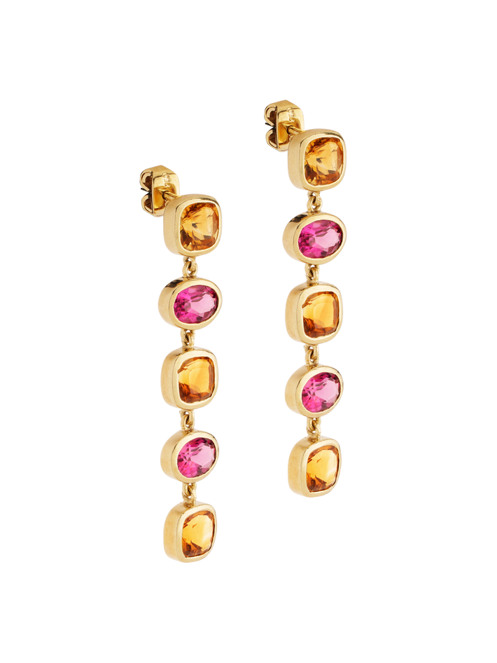 Citrine and pink tourmaline earrings