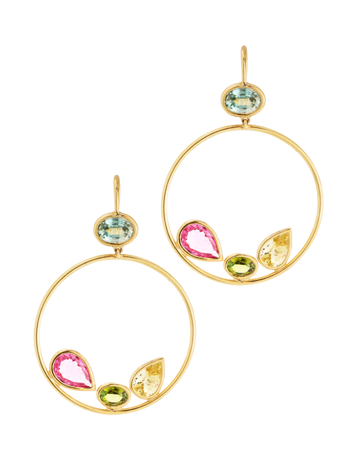 Colored sapphire hoop earrings photo