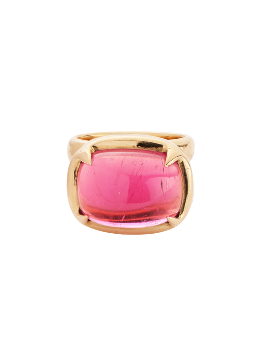 Pink tourmaline cabochon ring photo