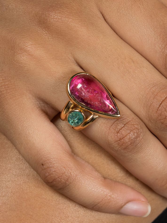 Pink tourmaline deals cabochon ring