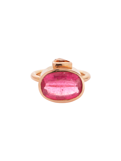 Pink tourmaline and citrine ring photo