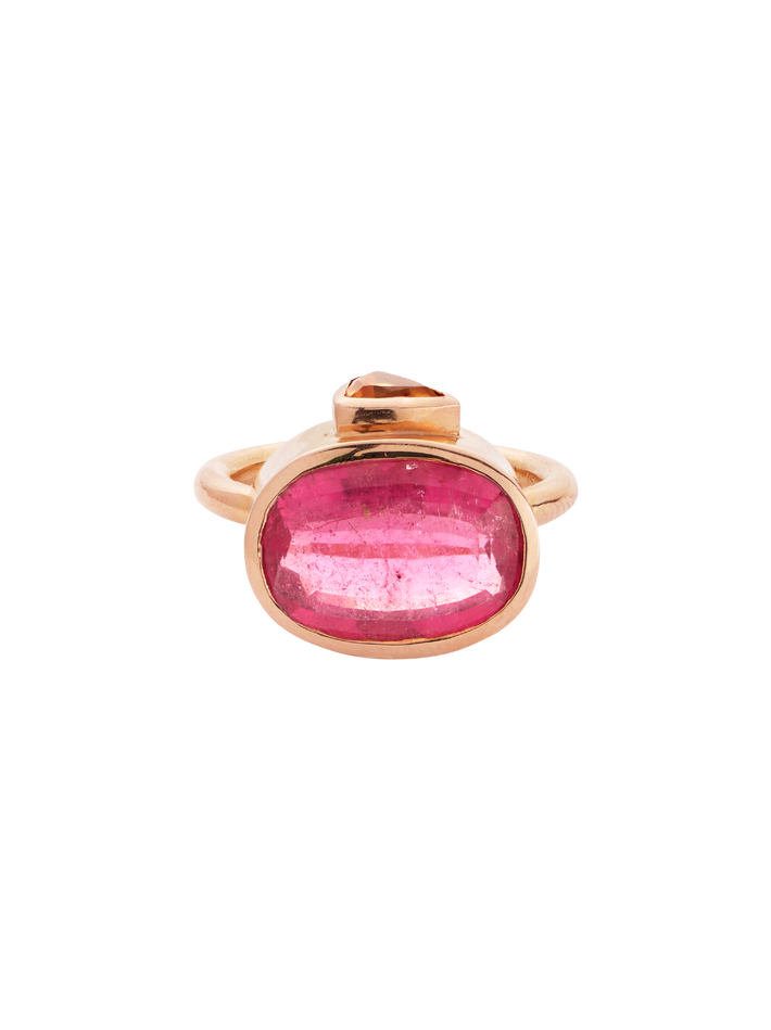 Pink tourmaline and citrine ring