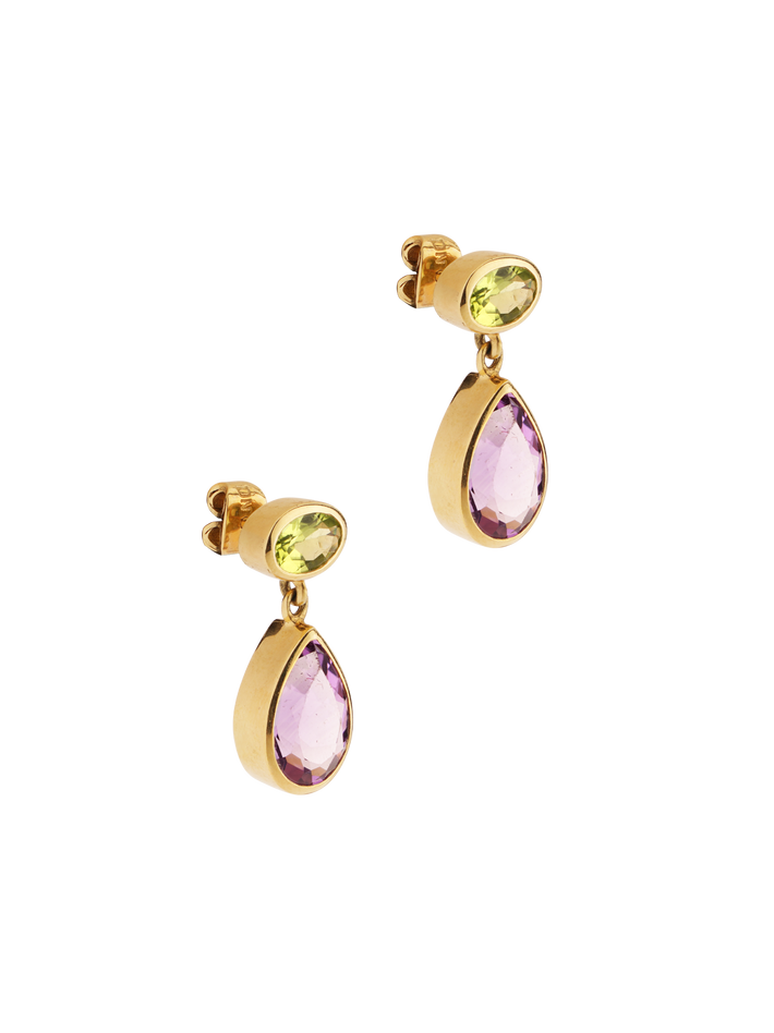Peridot and amethyst earrings