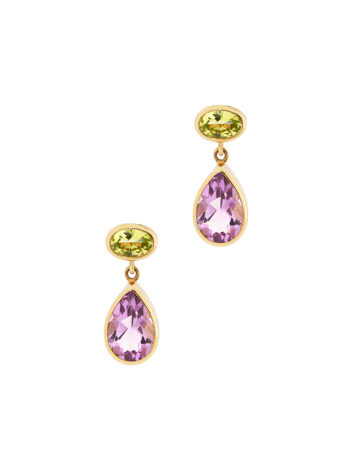 Peridot and amethyst earrings
