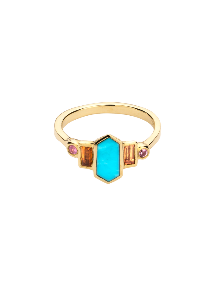 Turquoise and sapphire ring