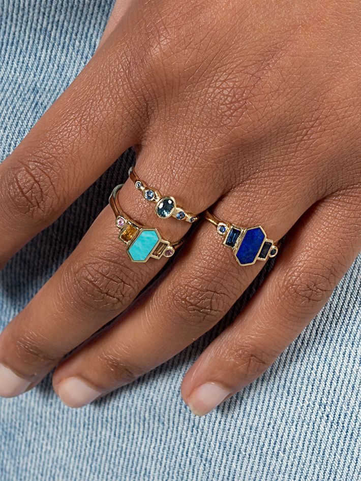 Lapis and blue sapphire ring