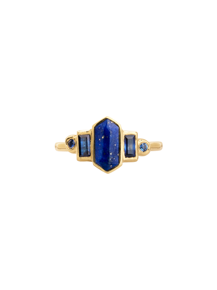 Lapis and blue sapphire ring