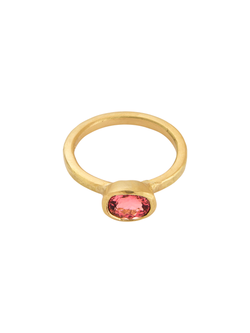 18kt yellow gold 0.93ct pink tourmaline ring photo