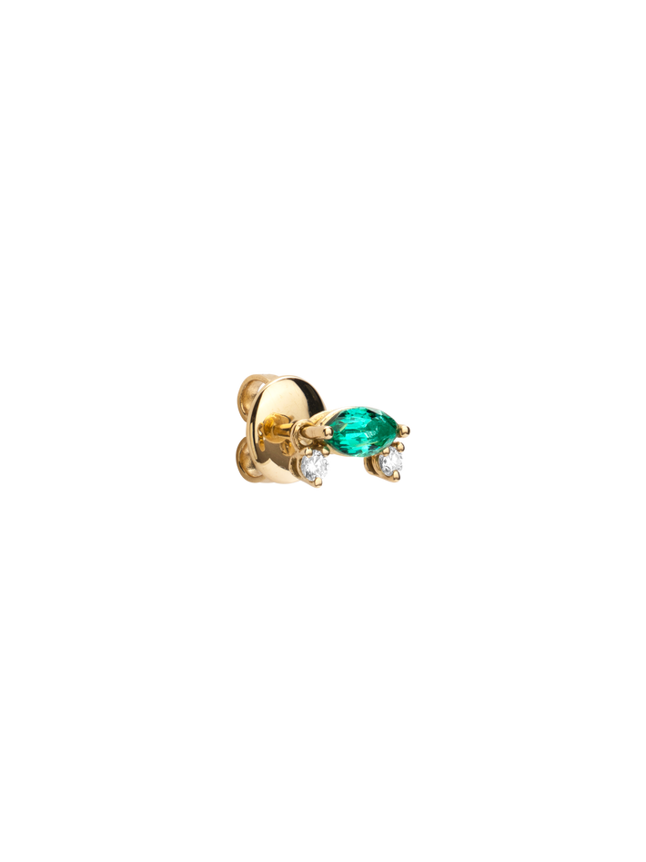 Dancing marquise emerald stud earring