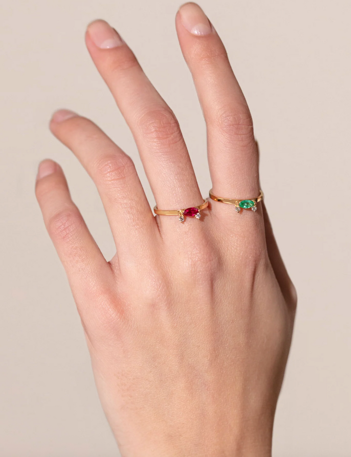 Dancing Diamonds marquise ring ruby