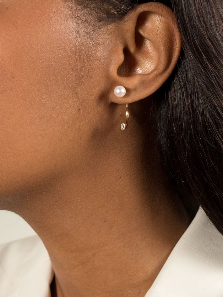 Dots baguette piercing earring
