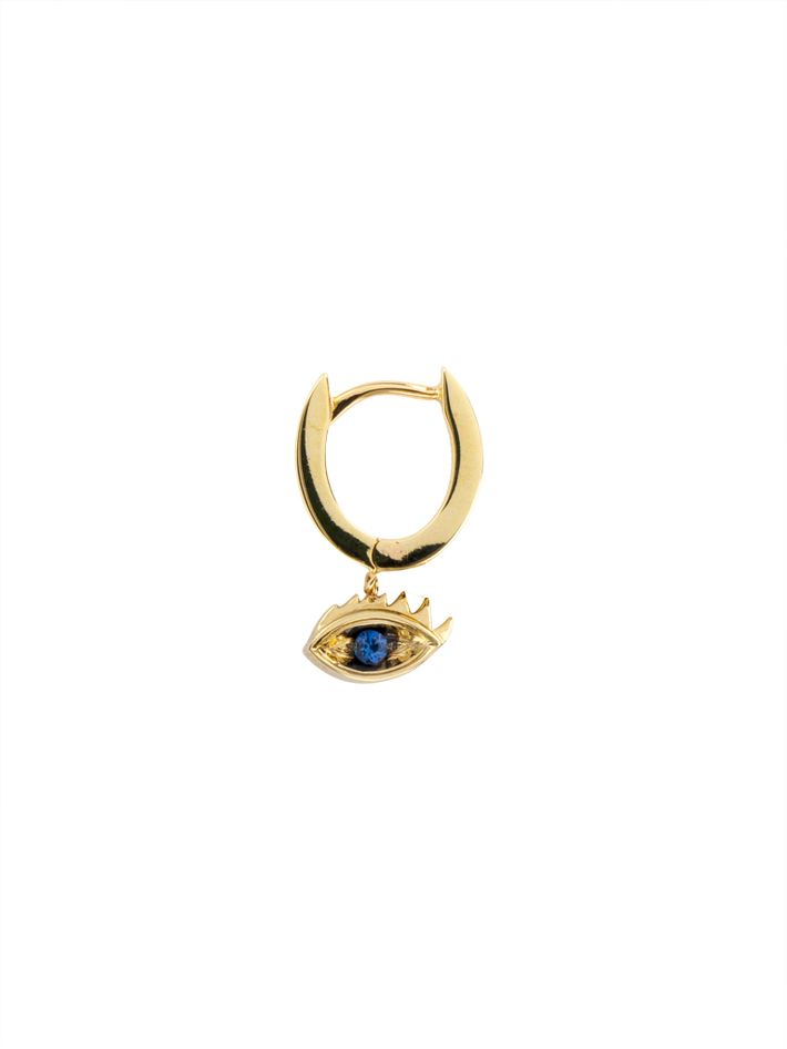 Small eye sapphire huggie earring