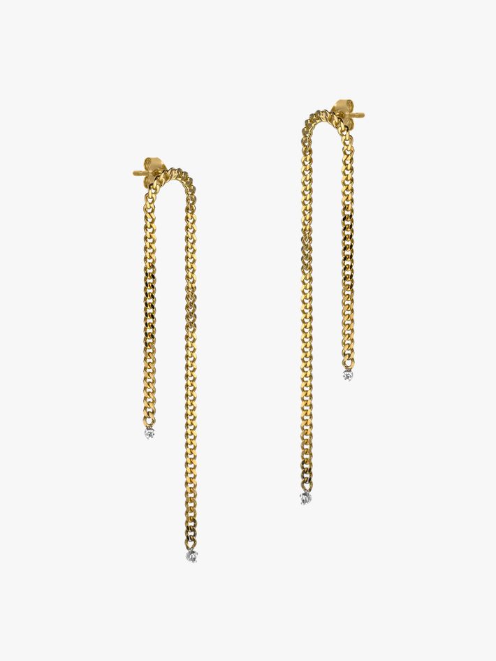 Chain and diamond drop earrings