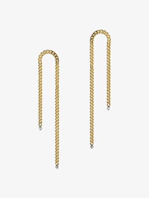 Chain and diamond drop earrings photo