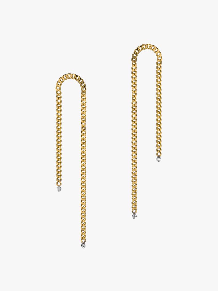 Chain and diamond drop earrings