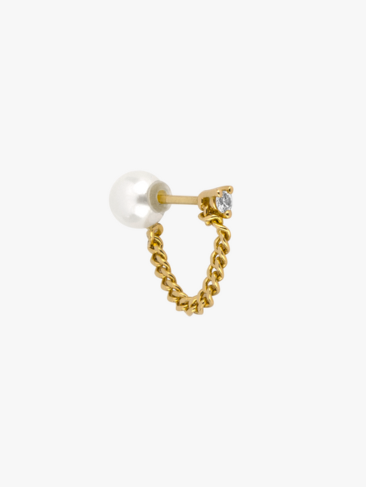 Pearl and single diamond chain earring photo