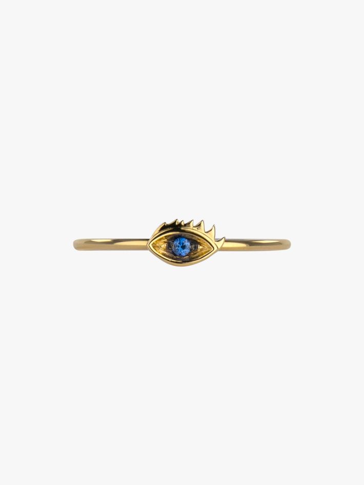 Micro eye sapphire ring