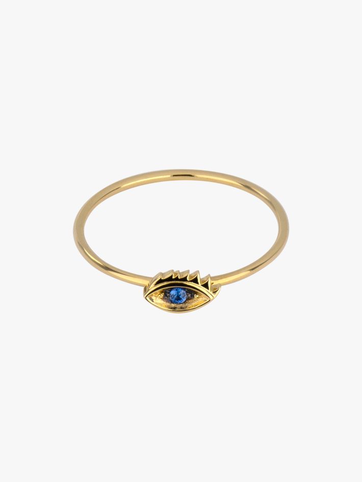 Micro eye sapphire ring